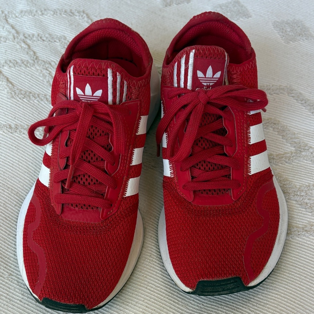 Adidas Women’s Red and White Athletic Running Shoes
